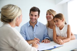 Family meeting real-estate agent for house investment